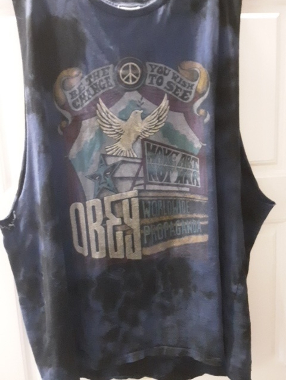Obey Black Tie-Dye Graphic Tank with Multicolor Print